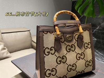 wholesale quality gucci ladies canvas bag with bamboo joint handle middle