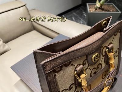 wholesale quality gucci ladies canvas bag with bamboo joint handle middle