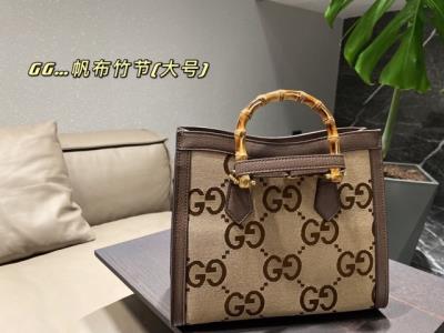 wholesale quality gucci ladies canvas bag with bamboo joint handle middle