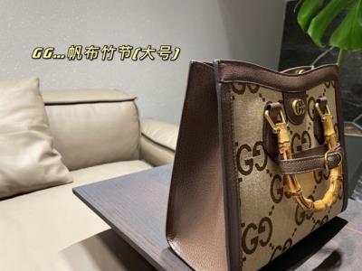 wholesale quality gucci ladies canvas bag with bamboo joint handle middle