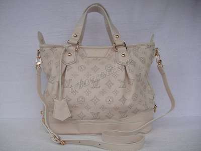 Discount Louis Vuitton Handbags Monogram Mahina M93175 beige wht Wholesale