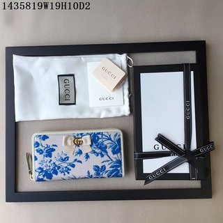 Gucci Wallet 1435819 White with Blue Flower 35745